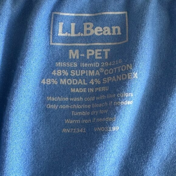 L.L. Bean Womens Blue V-Neck 3/4 Sleeve Top M-PET Supima Cotton & Modal Blend - Picture 3 of 4